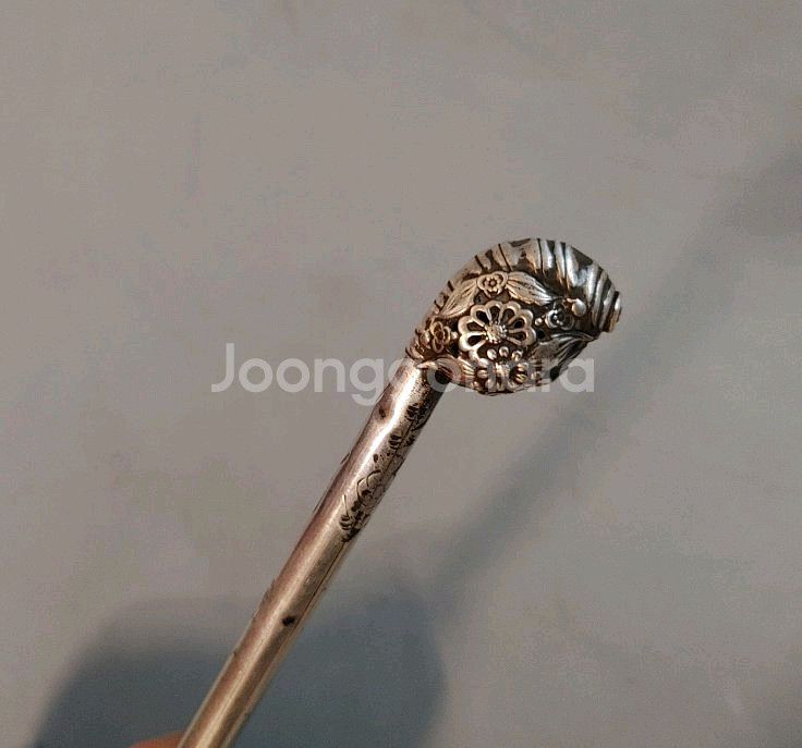 꽃문양 은비녀조선시대 연봉비녀--2