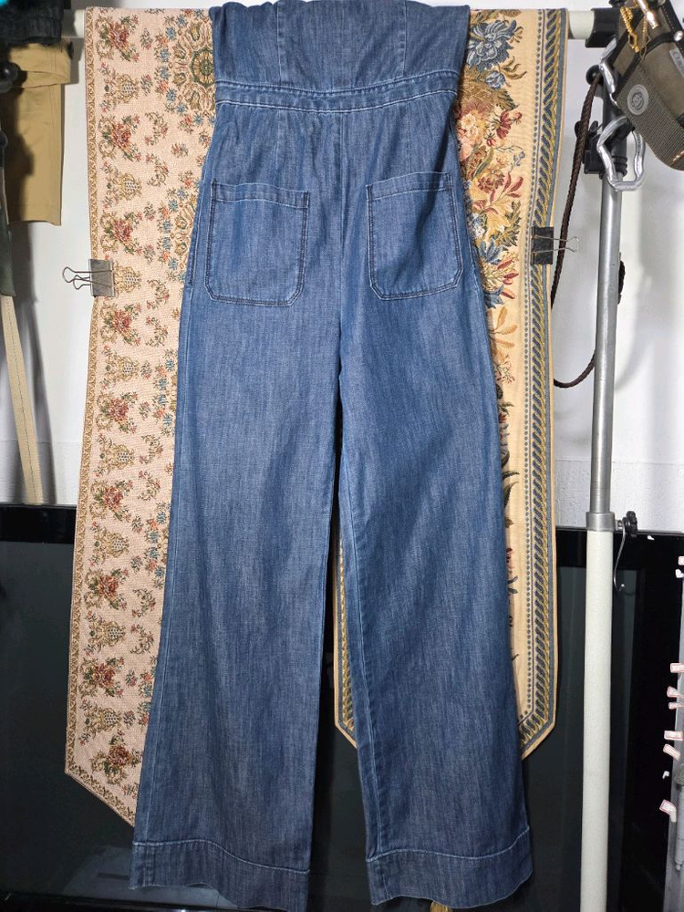 00 갭 루즈핏 유니크 인디고 써스펜더 멜빵 바지 이미지