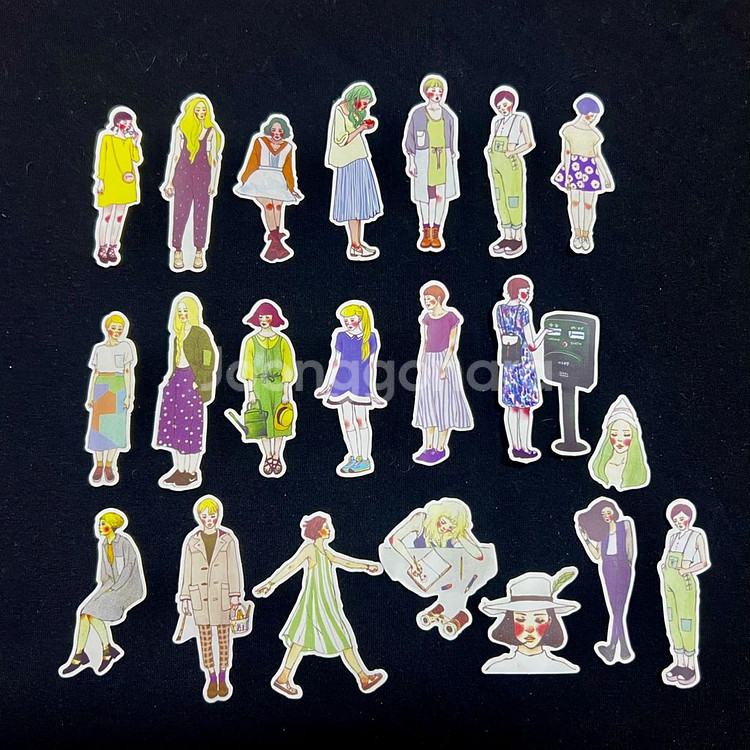 [ 빈티지 다꾸 ] 여성 인물 스티커 약 100개 처분--2