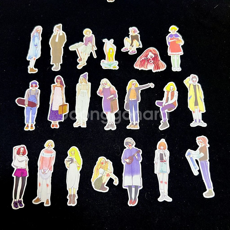 [ 빈티지 다꾸 ] 여성 인물 스티커 약 100개 처분--4