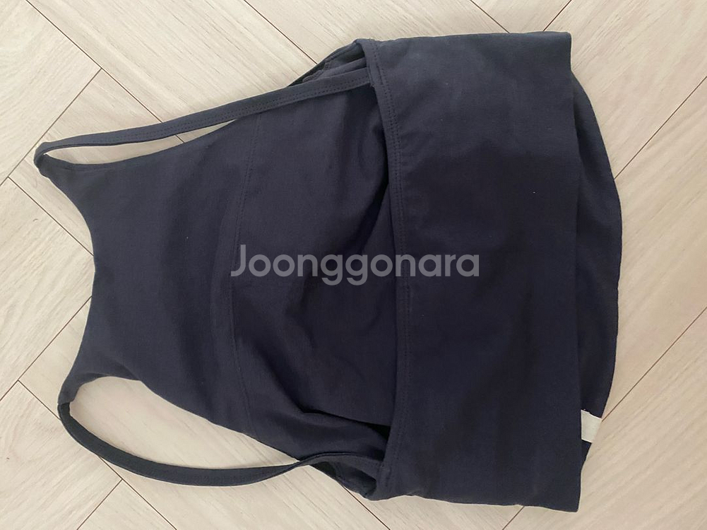 슬로우캄포 사이드 셔링 크롭탑 네이비--5