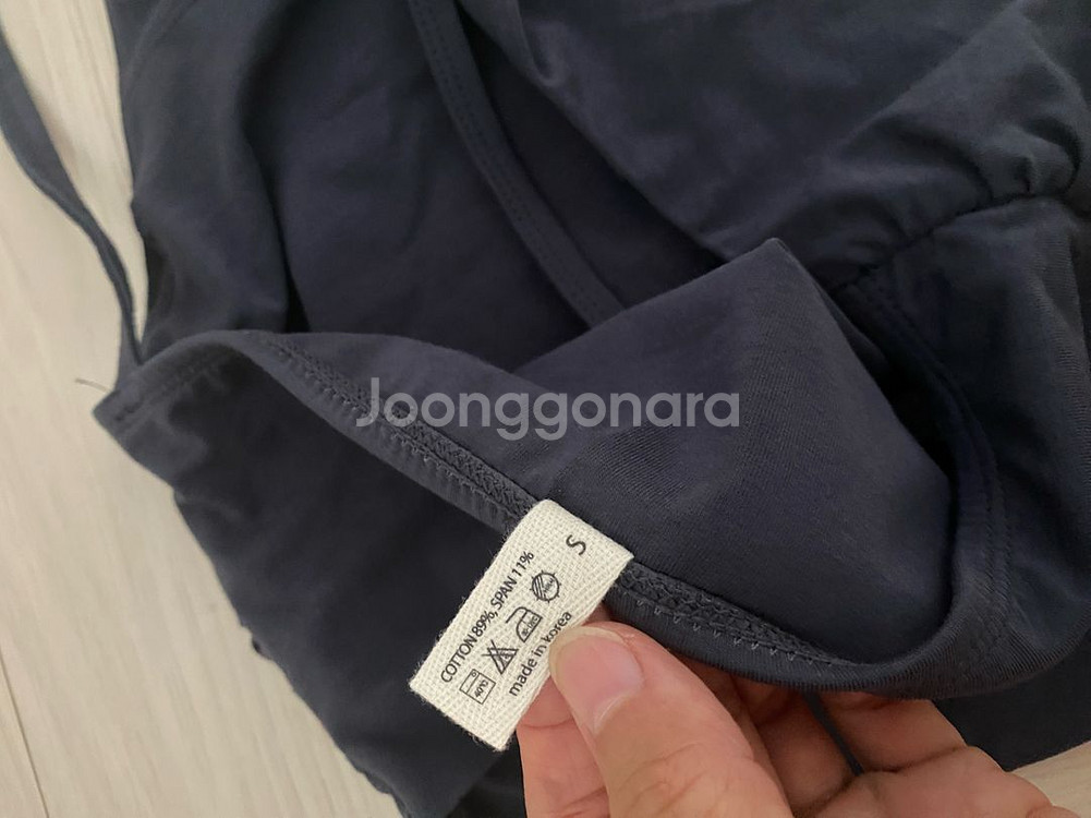 슬로우캄포 사이드 셔링 크롭탑 네이비--7