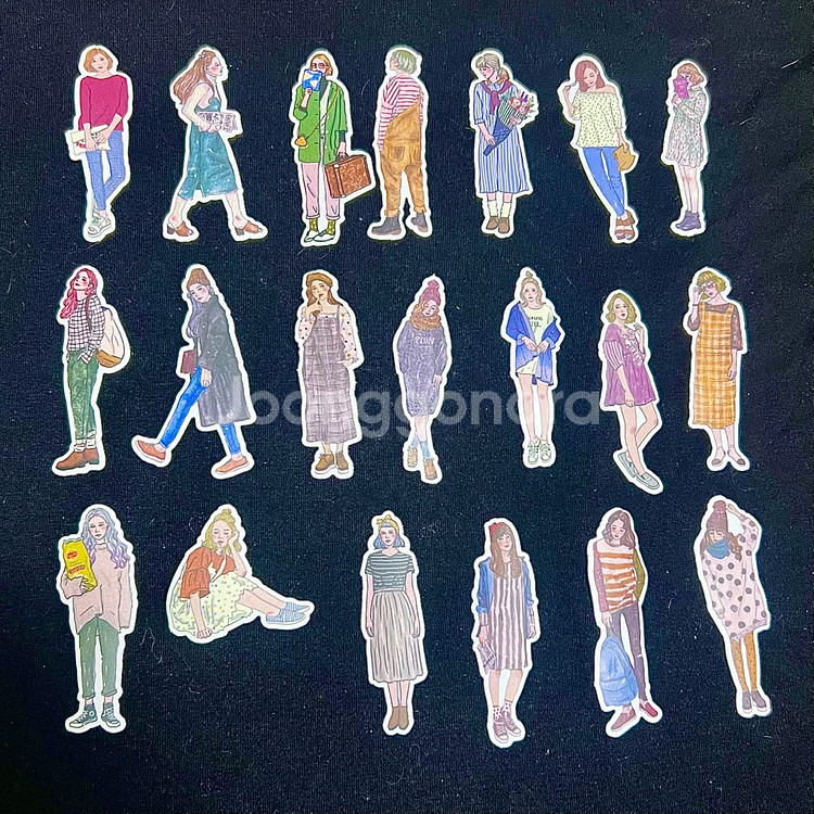 [ 빈티지 다꾸 ] 여성 인물 스티커 72개 처분--0