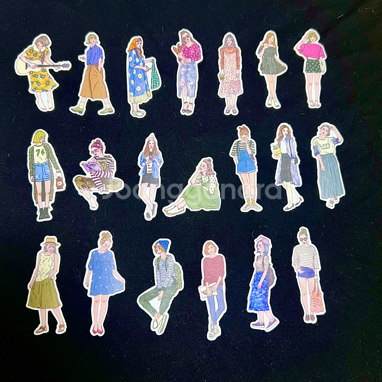 [ 빈티지 다꾸 ] 여성 인물 스티커 72개 처분--1