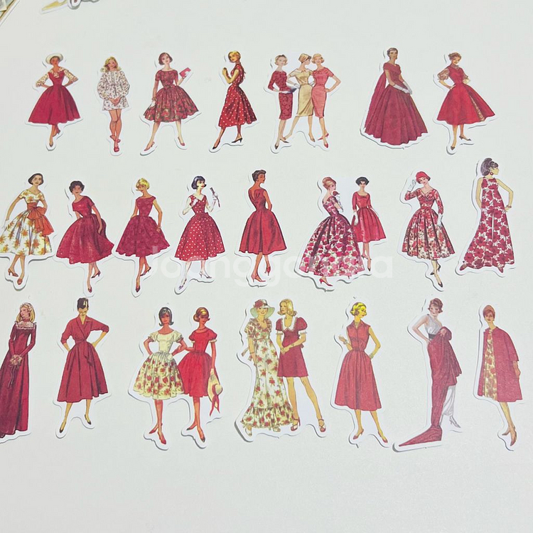 [ 빈티지 다꾸 ] 키치 인물 조각 스티커 92장 처분--0