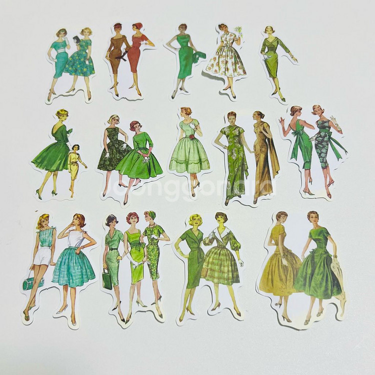 [ 빈티지 다꾸 ] 키치 인물 조각 스티커 92장 처분--2