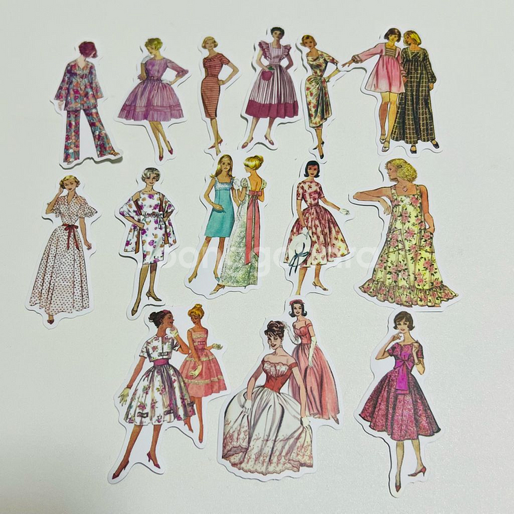 [ 빈티지 다꾸 ] 키치 인물 조각 스티커 92장 처분--5