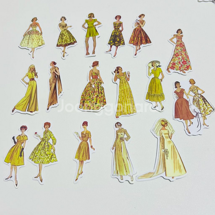 [ 빈티지 다꾸 ] 키치 인물 조각 스티커 92장 처분--1