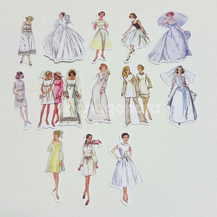 [ 빈티지 다꾸 ] 키치 인물 조각 스티커 92장 처분--4