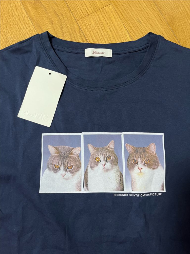 새상품) 리본빛 먼지티 반팔 티셔츠 리본빗 고양이 타낫--2