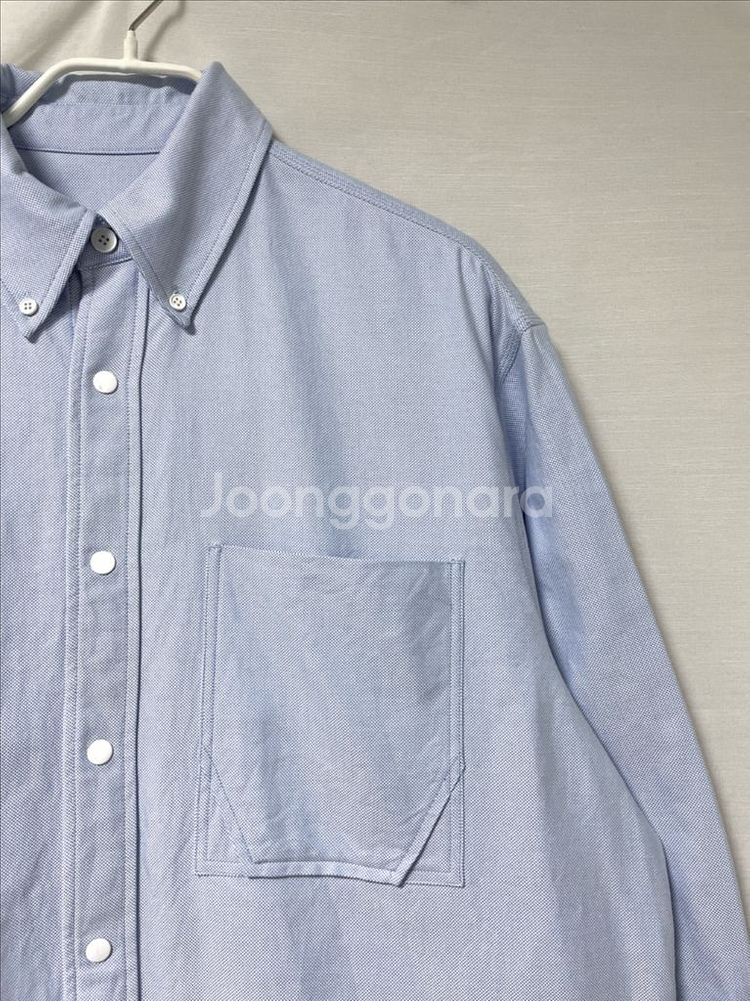 솔리드옴므 오버핏 옥스포드 하늘색 워크셔츠 겸 자켓--1