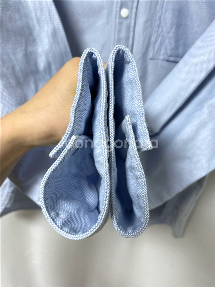 솔리드옴므 오버핏 옥스포드 하늘색 워크셔츠 겸 자켓--4