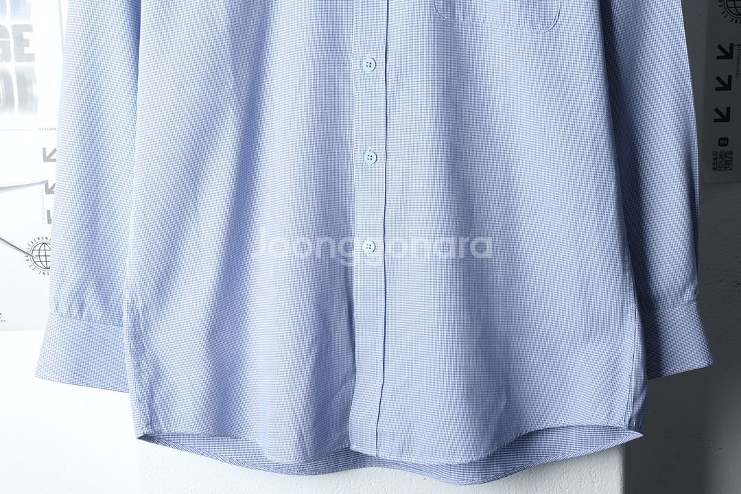 (L) 엘르 셔츠 남방 패턴 블루--3