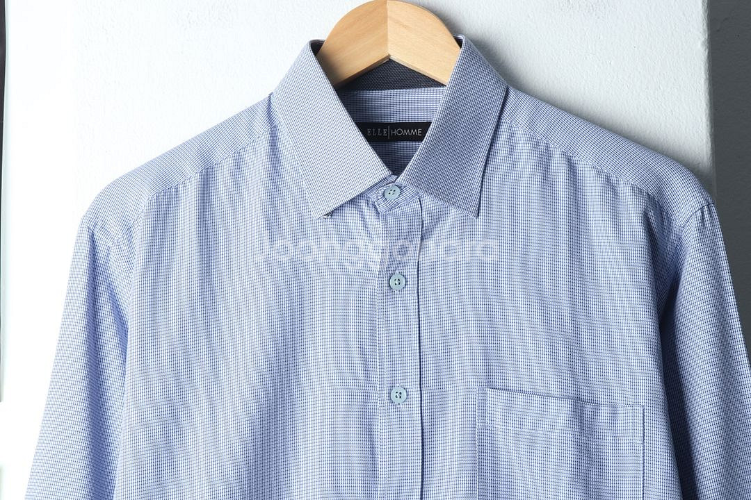 (L) 엘르 셔츠 남방 패턴 블루--2