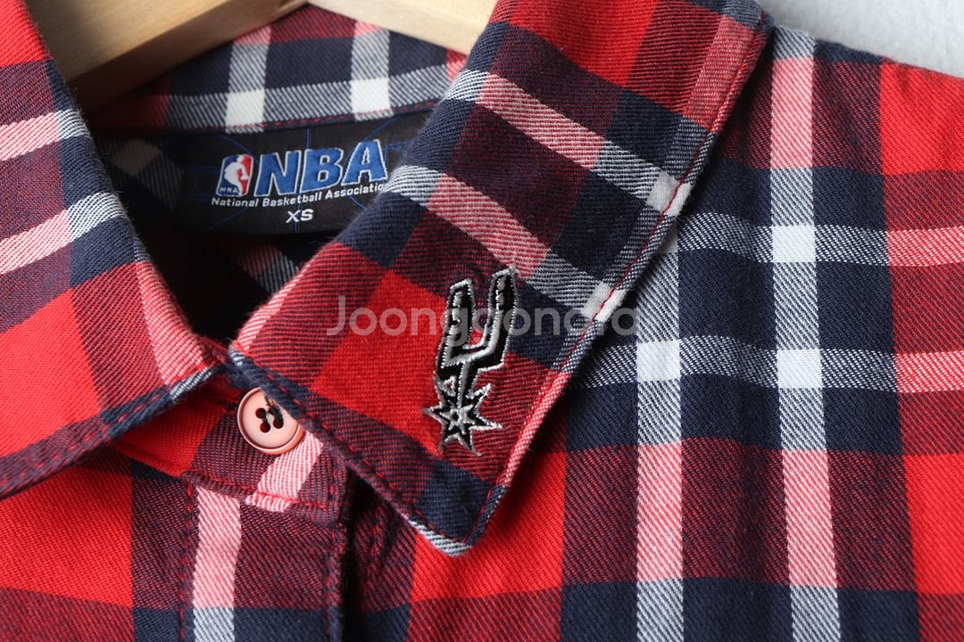 W(XS) NBA 엔비에이 셔츠 남방 스퍼스 체크--4