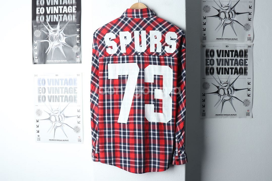 W(XS) NBA 엔비에이 셔츠 남방 스퍼스 체크--5