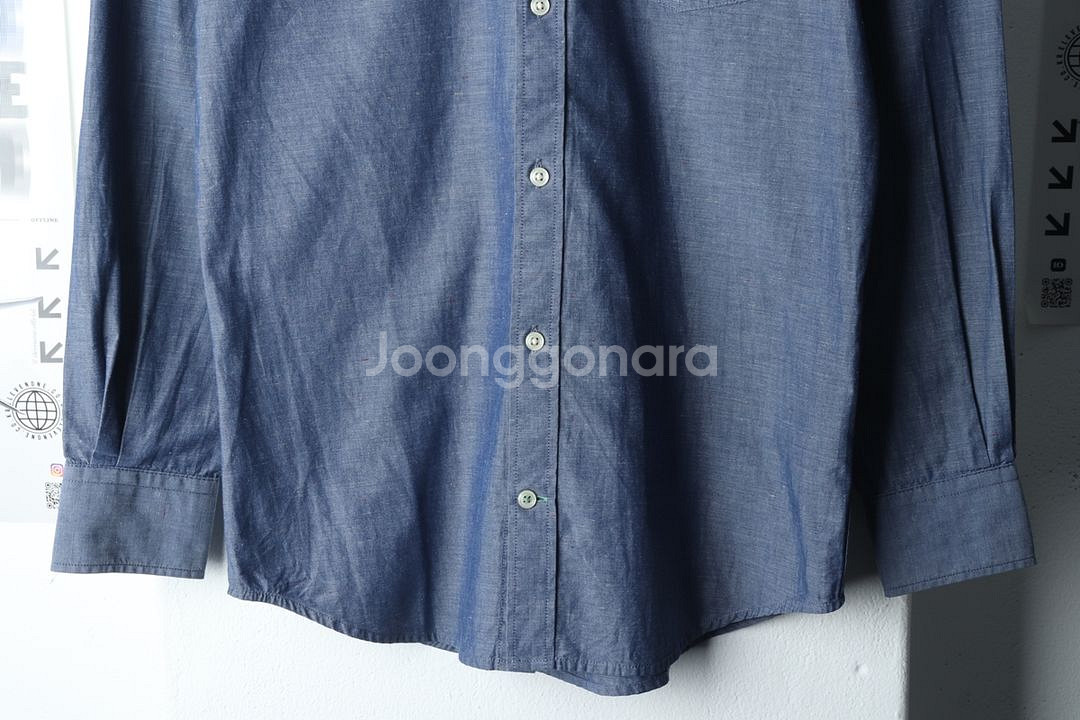 (XS-S) 타미힐피거 셔츠 남방 블루 무지 솔리드--3