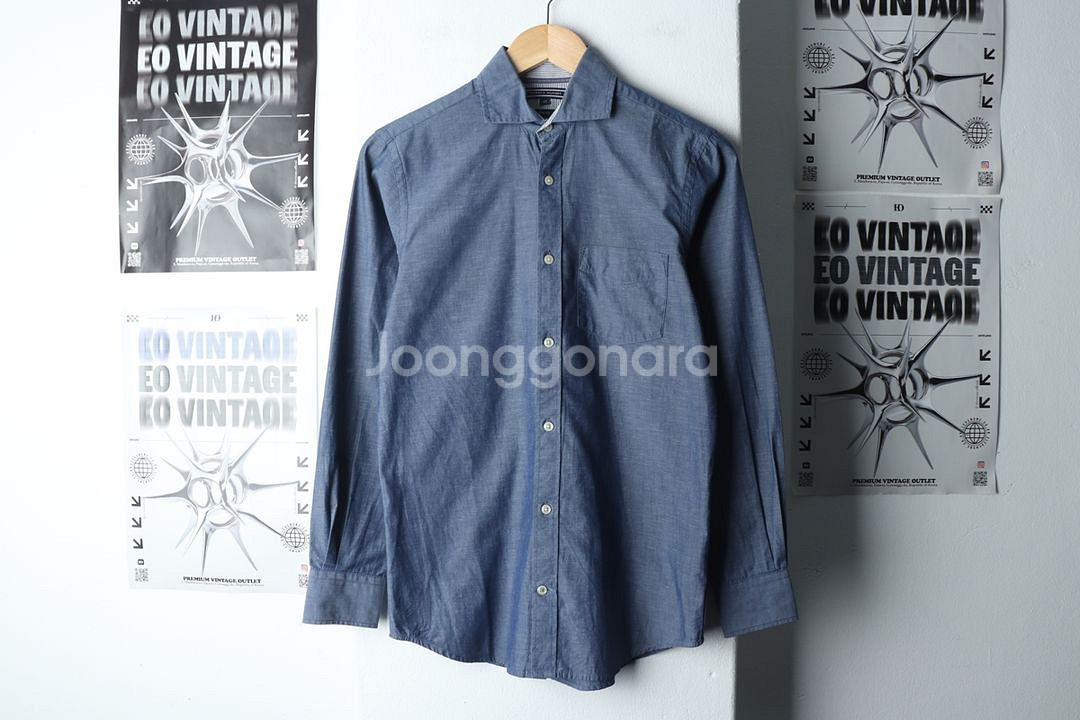 (XS-S) 타미힐피거 셔츠 남방 블루 무지 솔리드--1