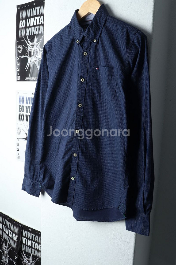 (XS-S) 타미힐피거 셔츠 남방 도트패턴 블루--0