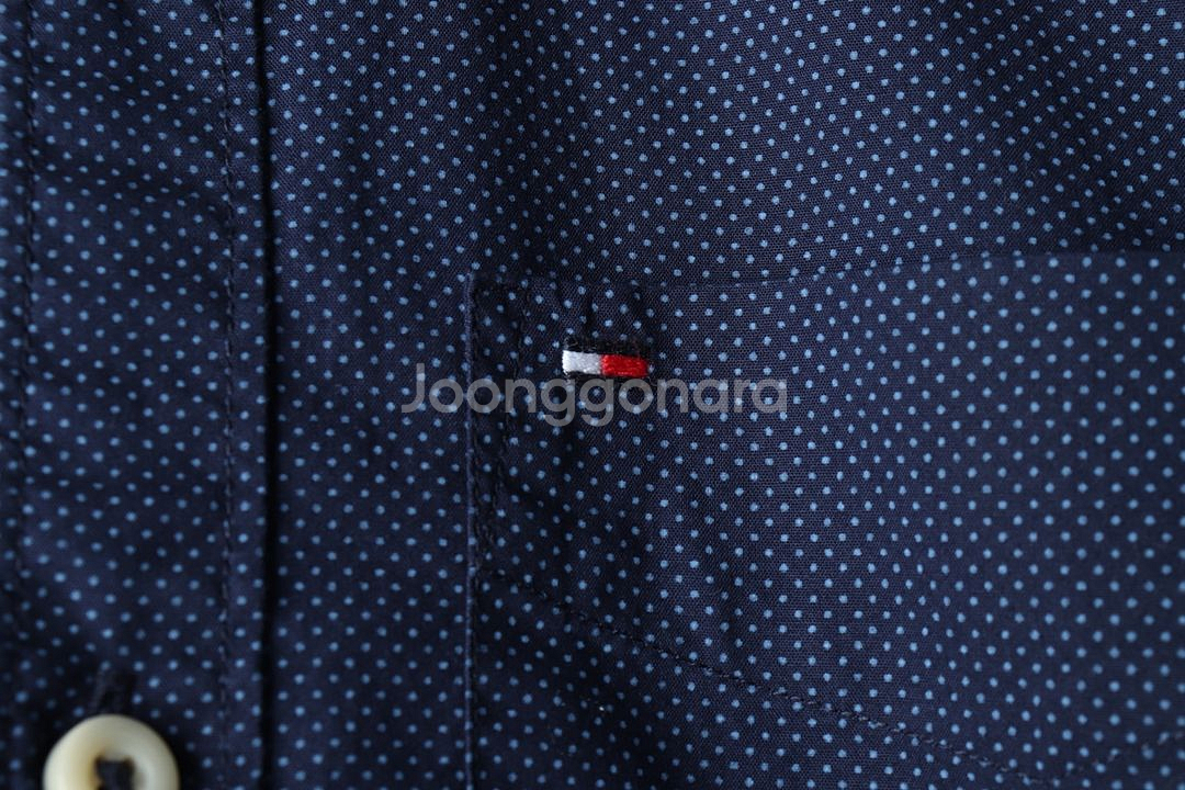 (XS-S) 타미힐피거 셔츠 남방 도트패턴 블루--4