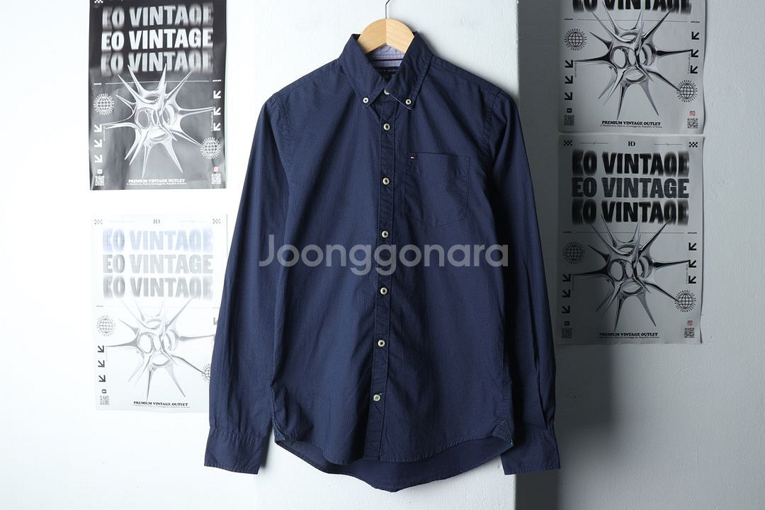 (XS-S) 타미힐피거 셔츠 남방 도트패턴 블루--1