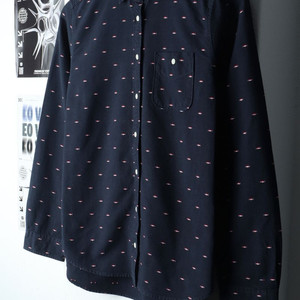 W(XS-S) 타미힐피거 셔츠 남방 로고패턴 네이비