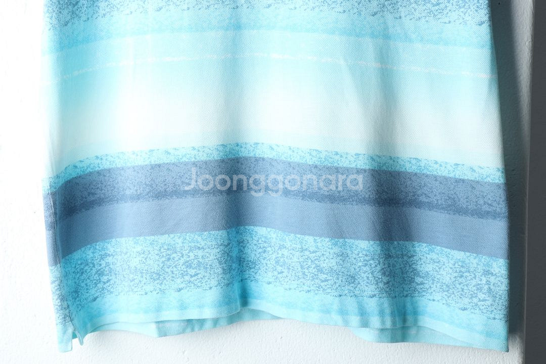 (M) 라코스테 반팔 카라 티셔츠 스트라이프 블루--3