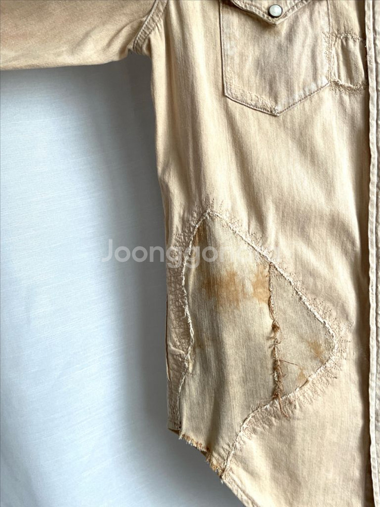 랄프로렌 폴로 여성 패치워크 데미지 웨스턴 데님셔츠--4