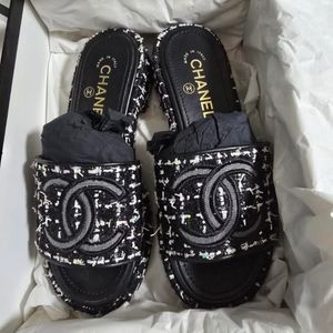 샤넬 CC 트위드 샌들 뮬 36
