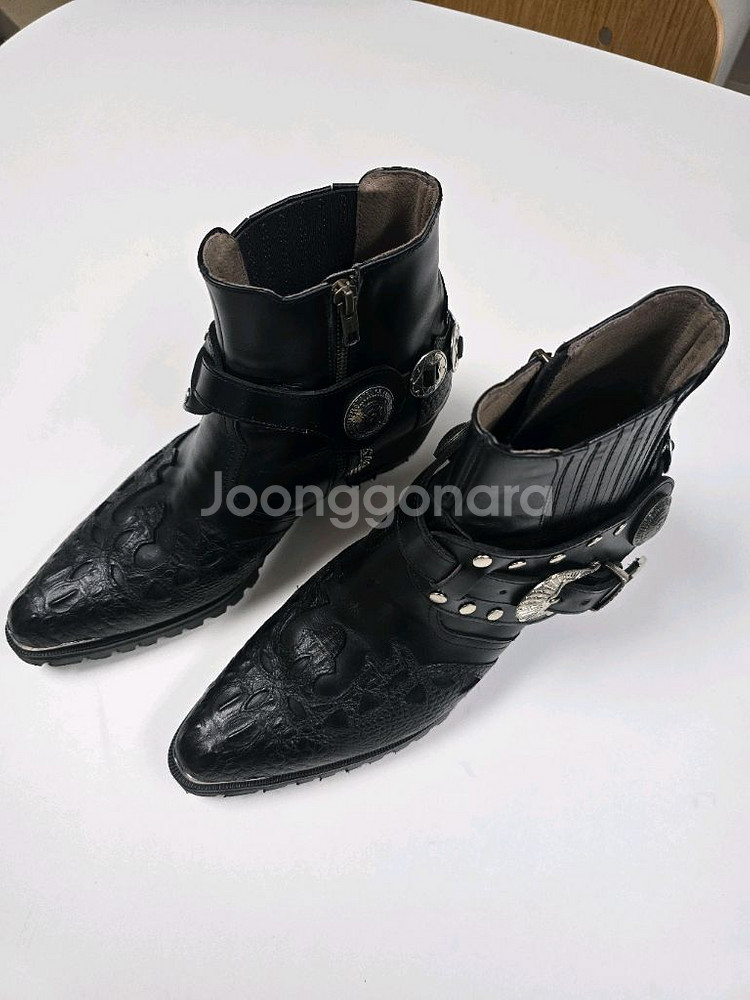 검정 악어&소가죽 수제 부츠--0