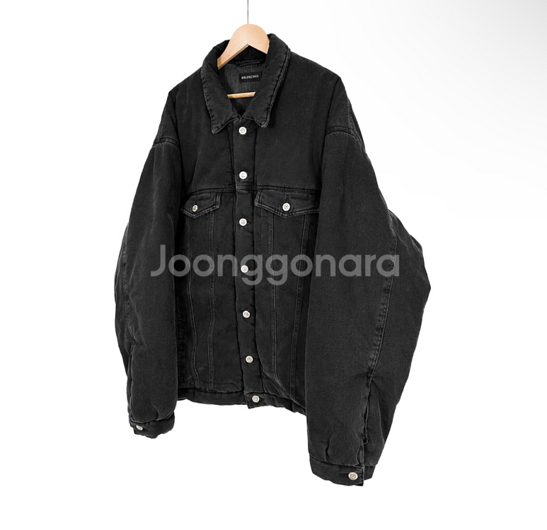 44] 발렌시아가 남성 패디드 재패니스 데님 자켓 블랙--1