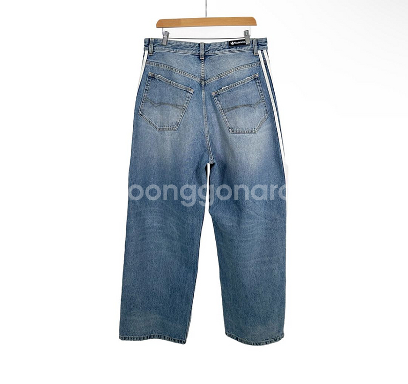 [S] 발렌시아가 x 아디다스 라지 배기 트라우저 데님 팬츠 청바지 연청--1