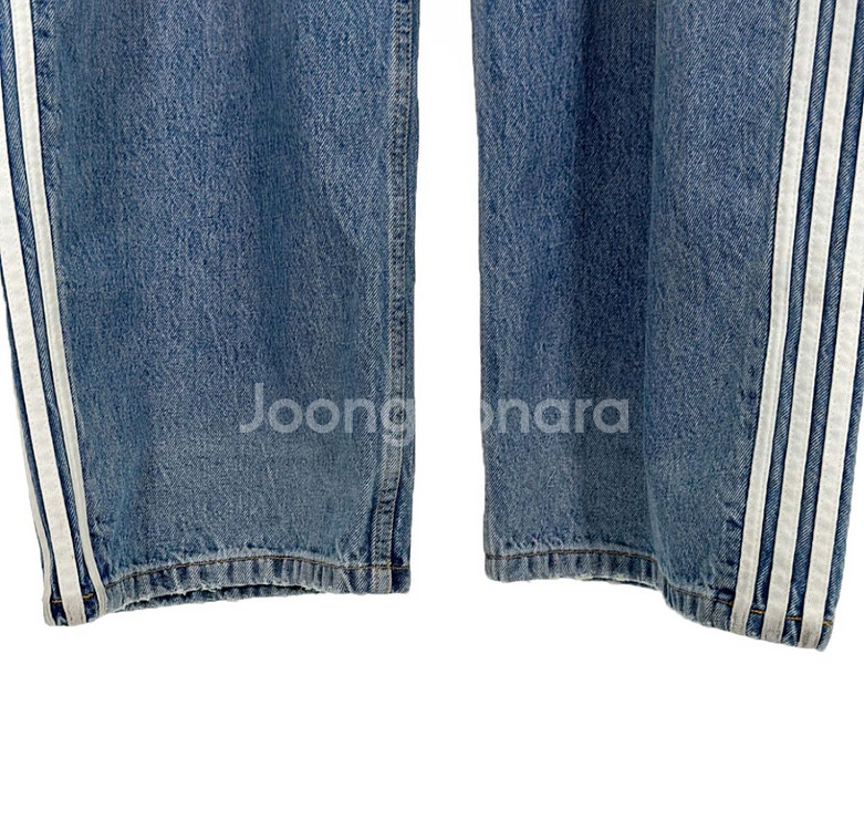 [S] 발렌시아가 x 아디다스 라지 배기 트라우저 데님 팬츠 청바지 연청--6