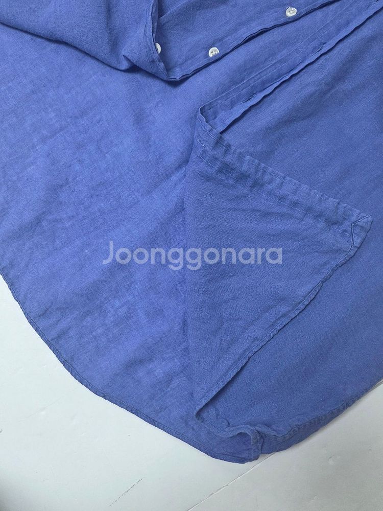 랄프로렌 린넨 커스텀핏 긴팔 셔츠 진블루(L)--3