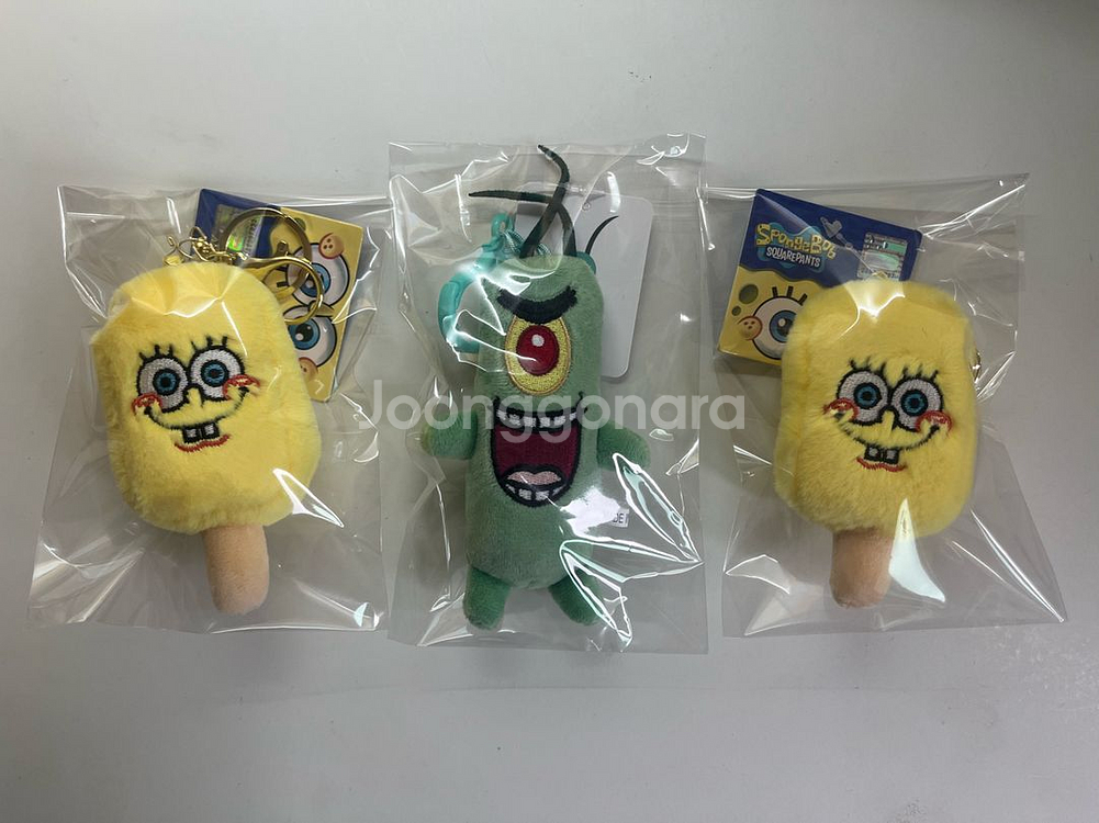 스폰지밥 & 플랑크톤 인형 키링 새상품--0