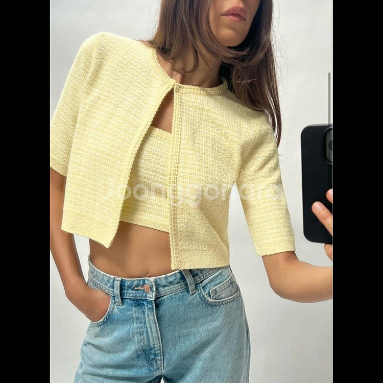 zara 자라 니트 크롭 재킷--8
