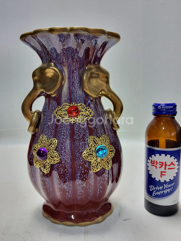 보석박힌 송대 균요 화병 높이22cm무게986g--0