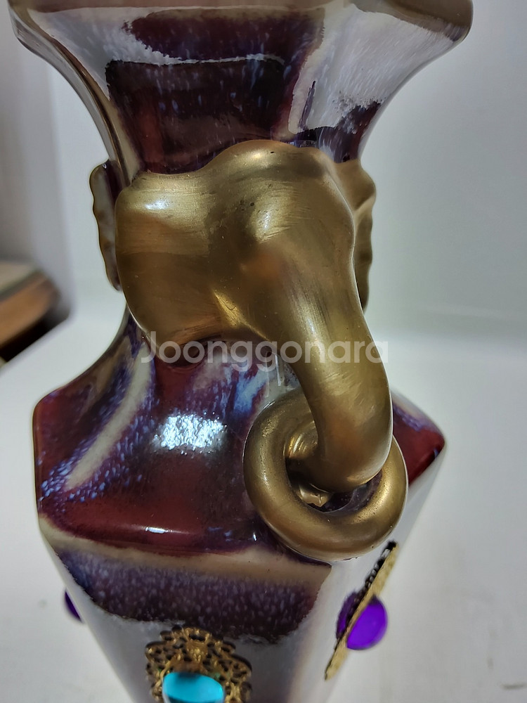 보석박힌 송대 균요 화병 높이21cm무게790g--3