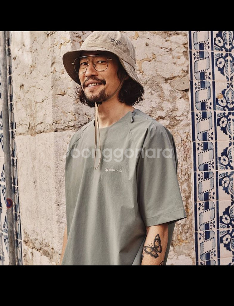 스노우피크 씬테크 레터링 래글런 우븐 티셔츠--0