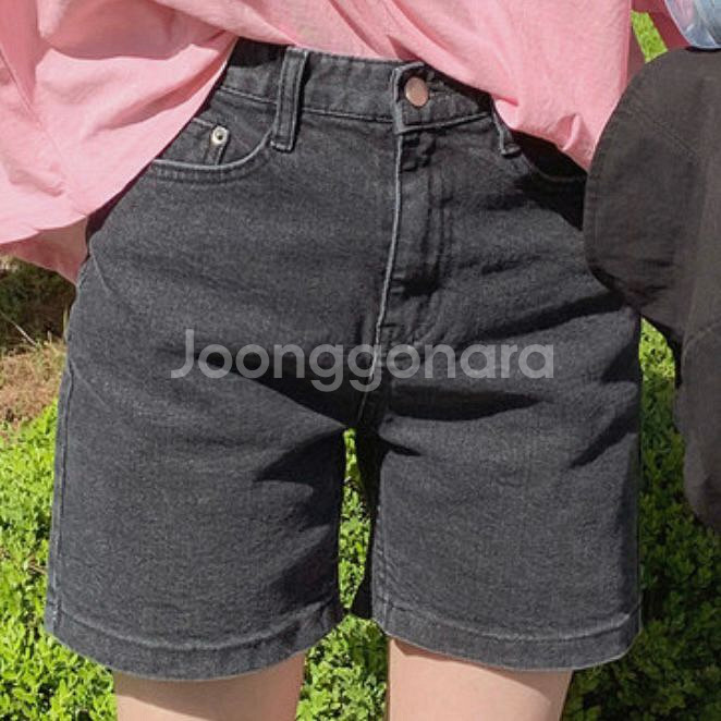 (반값택배무배)프롬헤드 4부 흑청 바지 S 팬츠 반바지--0