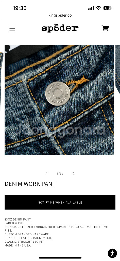 SP5DER DENIM WORK PANT 스파이더 데님--2