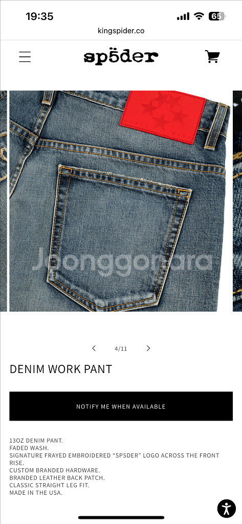 SP5DER DENIM WORK PANT 스파이더 데님--4