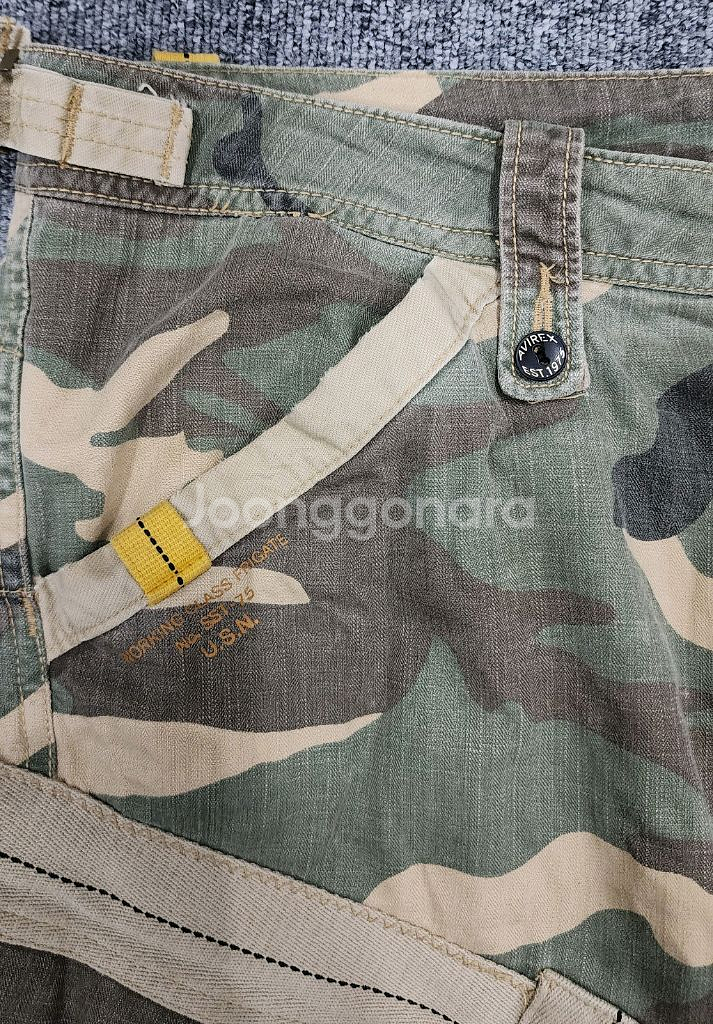 아비렉스 밀리터리 카모 카고 하프팬츠 반바지 XL--4