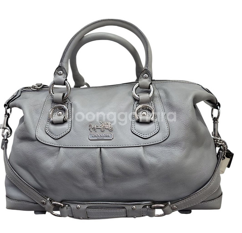 코치 매디슨 가죽 토트백 숄더백 그레이--0