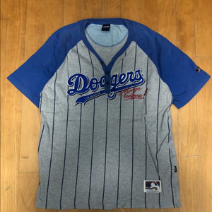 MLB LA 다저스 스트라이프 래글런 티셔츠 100