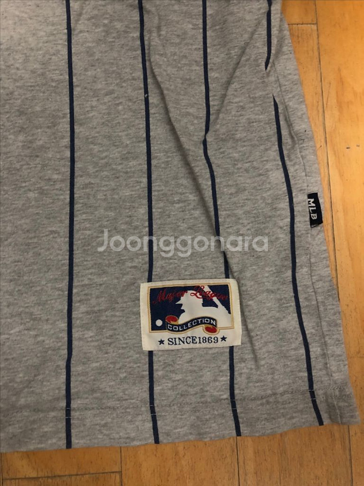 MLB LA 다저스 스트라이프 래글런 티셔츠 100--3