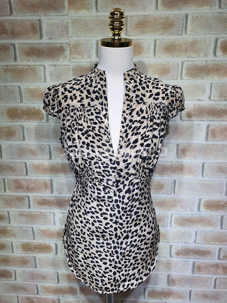 SEEby끌로에 정품 100% 실크 레오파드블라우스55--0