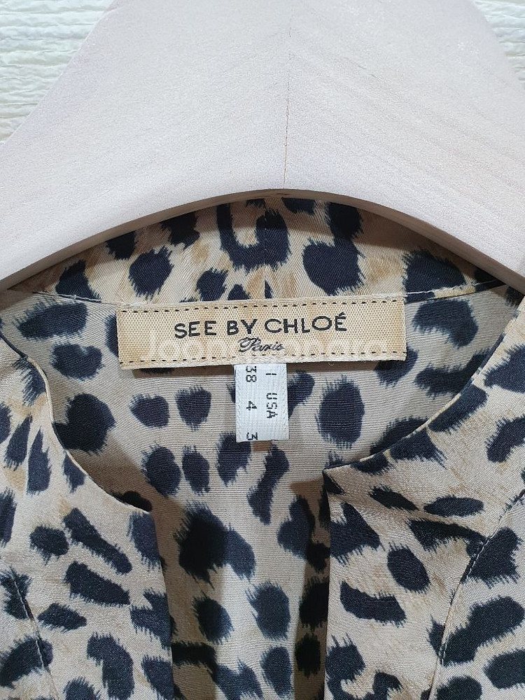 SEEby끌로에 정품 100% 실크 레오파드블라우스55--1