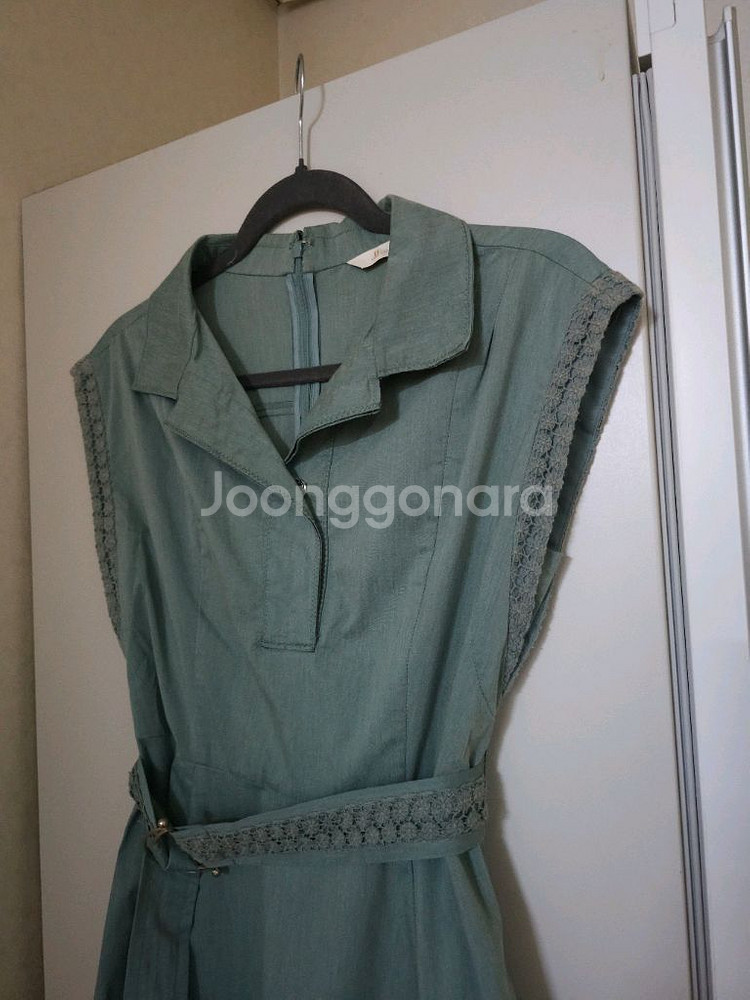 JJ지고트 민트색 카라넥 벨트원피스--1