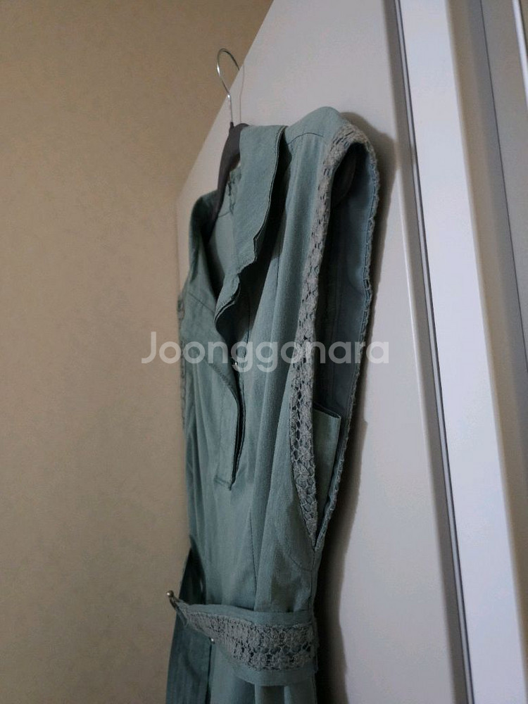 JJ지고트 민트색 카라넥 벨트원피스--2